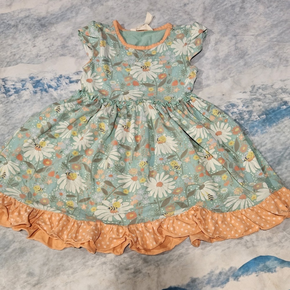 Matilda Jane Blissful Bees‎ Dress Girls Size 6 Floral Daisy Ruffle Cottagecore
